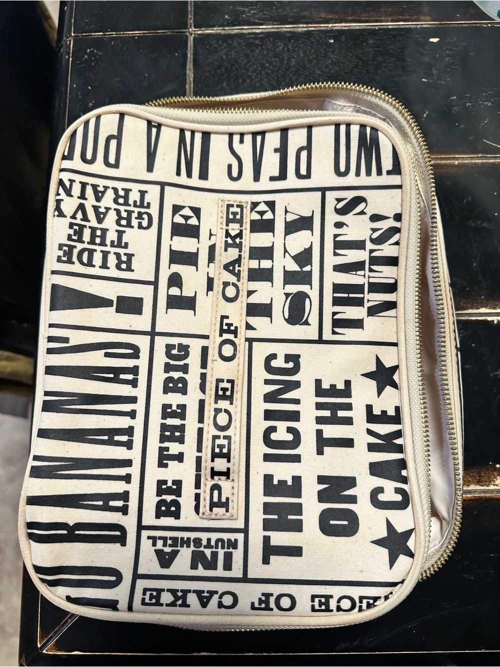 kate spade Black & Cream Typographic Travel Pouch